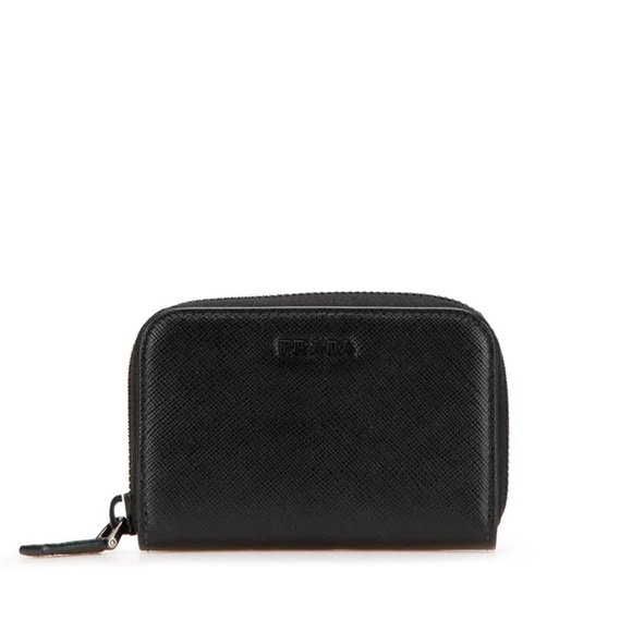 Prada Saffiano Zip-Around Wallet/Coin Case in Black Leather for Women - Picture 1 of 12